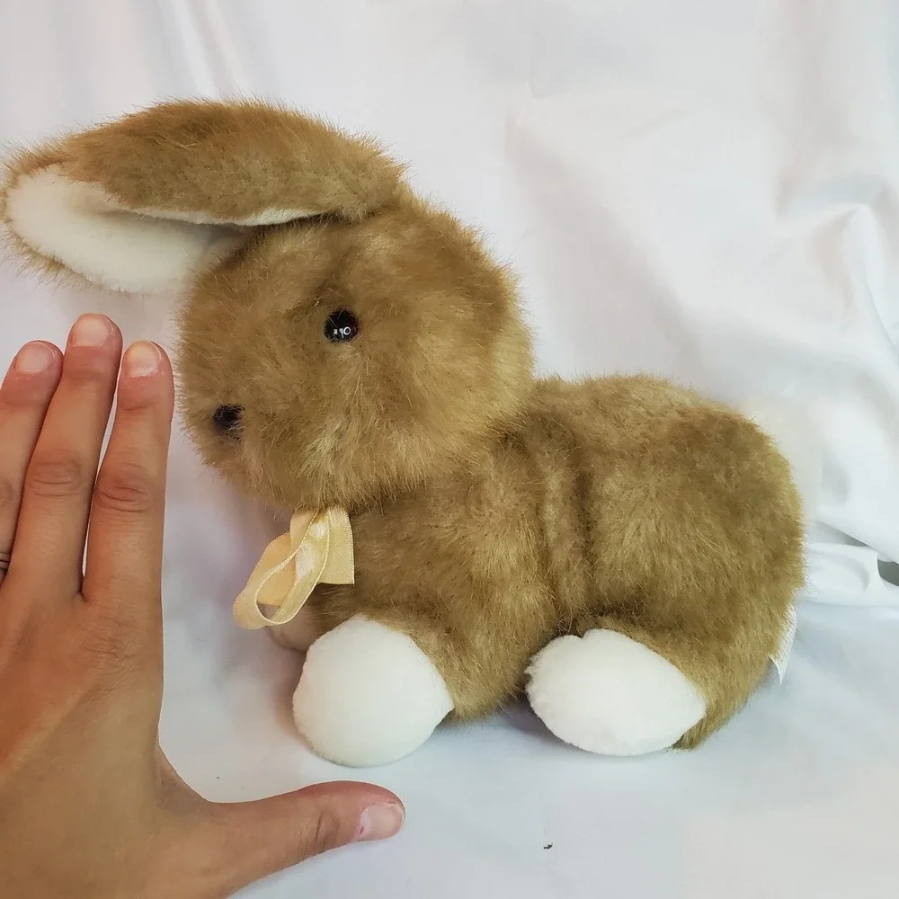 VTG Walmart‎ Bunny Rabbit Brown with Yellow Bow White Feet Plush Stuffed Animal